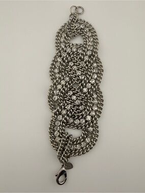 Stella & Dot Retired Petra Braided Chain Rhinestone Statement Bracelet